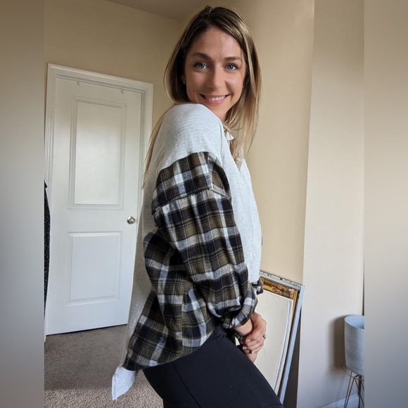 One of a kind , Oversized Flannel sweater rework, no 30 - Picture 2 of 4